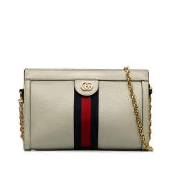 Gucci AB Gucci White Calf Leather Small Ophidia Chain Crossbody Bag Italy