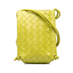 Bottega Veneta B Bottega Veneta Yellow Calf Leather Intrecciato Mini Knot Bucket Bag Italy