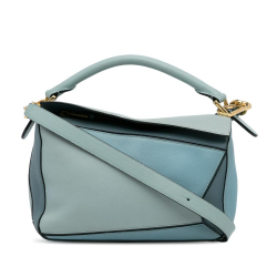 Loewe AB LOEWE Blue Light Blue Calf Leather Small Tricolor Puzzle Bag Italy