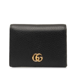 Gucci AB Gucci Black Calf Leather GG Marmont Card Holder Italy