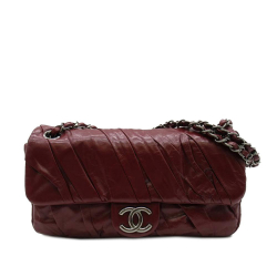 Chanel AB Chanel Red Bordeaux Calf Leather Medium Glazed skin Twisted Flap Italy