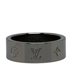 Louis Vuitton B Louis Vuitton Gray Brass Metal LV Instinct Gunmetal Ring Italy
