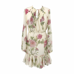 Giambattista Valli dress in cream crepe silk with multicolour flower print