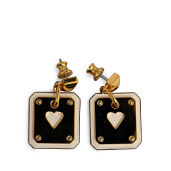 Hermès B Hermès Gold Gold Plated Metal Swift As De Coeur Push Back Earrings France