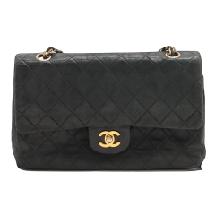 Chanel Black Leather Chanel Medium Flap Bag