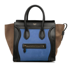 Celine AB Celine Blue Calf Leather Mini Tricolor Luggage Tote Italy