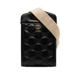 Gucci AB Gucci Black Calf Leather GG Matelasse Mini Bag Italy