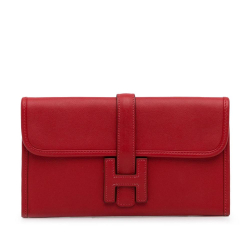 Hermès AB Hermes Red Calf Leather Swift Jige Duo Wallet France