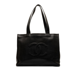 Chanel B Chanel Black Caviar Leather Leather Caviar CC Tote Bag France