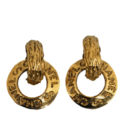 Chanel B Chanel Gold Gold Plated Metal Double Hoop Clip On Earrings France