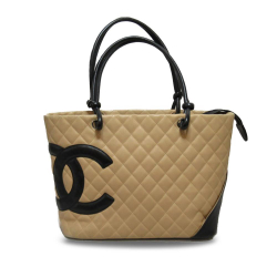 Chanel B Chanel Brown Beige Lambskin Leather Leather Large Cambon Ligne Tote Italy