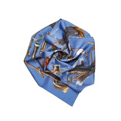 Hermès B Hermes Blue Silk Fabric A Propos De Bottes Scarf France