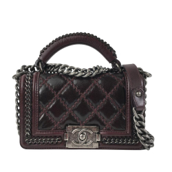 Chanel AB Chanel Red Burgundy Calf Leather Small skin Boy Top Handle Flap Italy