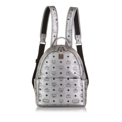 MCM B MCM Silver with Black Coated Canvas Fabric Visetos Stark Backpack Korea, South