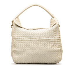 Bottega Veneta B Bottega Veneta White Calf Leather Intrecciato Handbag Italy