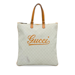 Gucci B Gucci White Coated Canvas Fabric GG Plus Tote Italy