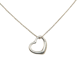 Tiffany & Co B Tiffany Silver SV925 / Sterling Silver Metal Open Heart Pendant Necklace Italy