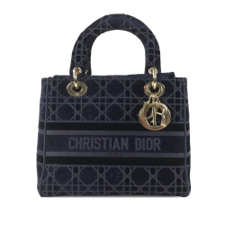 Christian Dior AB Dior Blue Velvet Fabric Medium Cannage Lady D-Lite Italy