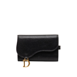 Christian Dior AB Dior Black Calf Leather Saddle Key Holder Italy