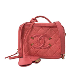 Chanel AB Chanel Pink Caviar Leather Leather Small Caviar CC Filigree Vanity Bag Italy