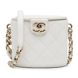 Chanel AB Chanel White Lambskin Leather Leather Elegant Chain Vanity Case Italy