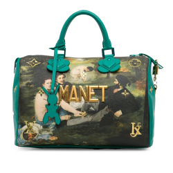 Louis Vuitton AB Louis Vuitton Green Coated Canvas Fabric x Jeff Koons Masters Collection Manet Speedy 30 France