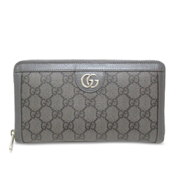 Gucci AB Gucci Gray Coated Canvas Fabric GG Marmont Zip Around Wallet Italy