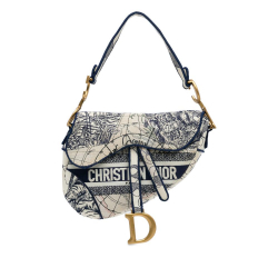 Christian Dior AB Dior White Canvas Fabric Around the World Saddle Bag Italy