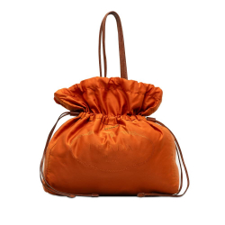 Prada B Prada Orange Nylon Fabric Tessuto Logo Drawstring Tote Italy