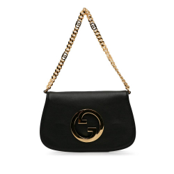 Gucci AB Gucci Black Calf Leather Blondie Chain Satchel Italy