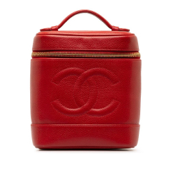 Chanel B Chanel Red Caviar Leather Leather CC Caviar Vanity Case France