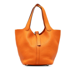 Hermès AB Hermes Orange Calf Leather Clemence Picotin 18 France