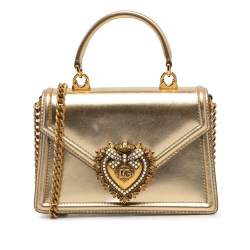 Dolce & Gabbana AB Dolce & Gabbana Gold Calf Leather Devotion Bag Italy