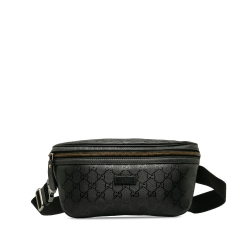 Gucci B Gucci Black Coated Canvas Fabric GG Imprime Belt Bag Italy