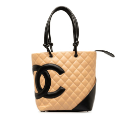 Chanel B Chanel Brown Beige Lambskin Leather Leather Medium Cambon Ligne Shoulder Bag France
