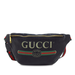 Gucci B Gucci Black Calf Leather Logo Belt Bag Italy
