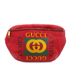 Gucci B Gucci Red Calf Leather Logo Belt Bag Italy