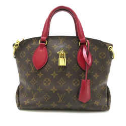 Louis Vuitton AB Louis Vuitton Brown with Red Monogram Canvas Canvas Monogram Flower Zipped Tote PM France