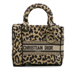 Christian Dior B Dior Brown Beige Canvas Fabric Medium Mizza Lady D-Lite Italy