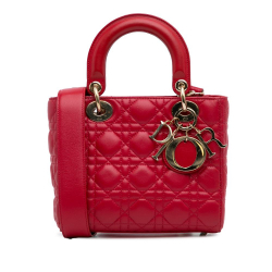 Christian Dior B Dior Red Lambskin Leather Leather Small Lambskin Cannage My ABCDior Lady Dior Italy