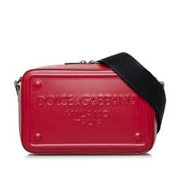 Dolce & Gabbana A Dolce&Gabbana Red Calf Leather Embossed Logo Crossbody Bag Italy