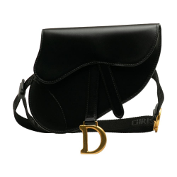 Christian Dior AB Dior Black Calf Leather Saddle Belt Bag Italy