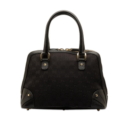 Gucci B Gucci Black Canvas Fabric GG Nailhead Handbag Italy