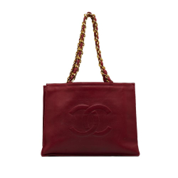 Chanel B Chanel Red Lambskin Leather Leather CC Lambskin Tote Bag France