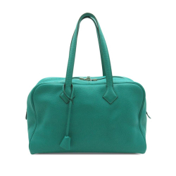 Hermès AB Hermes Blue Turquoise Calf Leather Clemence Victoria II 35 France