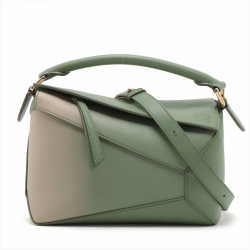 Loewe Puzzle Small Satin Calfskin Leather 3-Ways  Bag Green