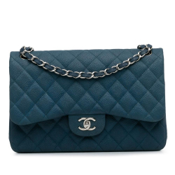 Chanel AB Chanel Blue Caviar Leather Leather Jumbo Classic Caviar Double Flap Italy