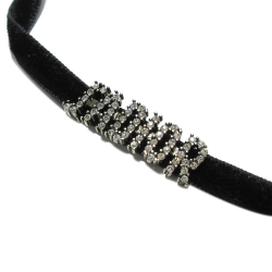 Christian Dior AB Dior Black with Silver Velvet Fabric Crystal and J'Adior Choker Necklace Italy