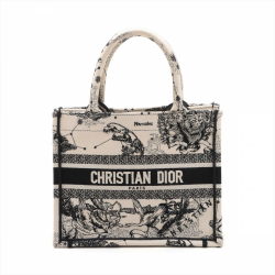 Christian Dior Book Tote Small Embroidery Canvas Tote Bag Zodiac Black