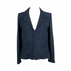 Chanel cropped jacket in navy blue cotton tweed